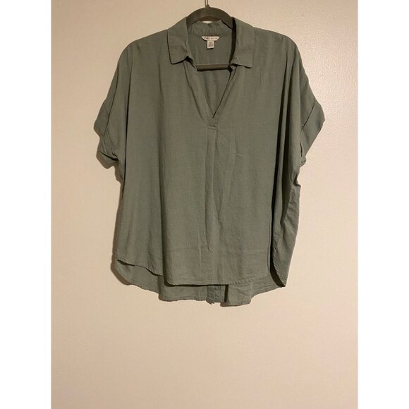 Cato Tops - Cato Womens Sage Green Button-Back Top M Casual Popover Flowy City Comfy Blouse